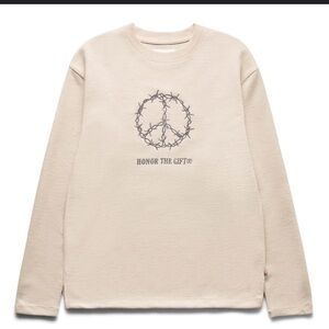 Honor The Gift Unisex Tan Peace Sign Logo Long Sleeve Pullover Size 3X